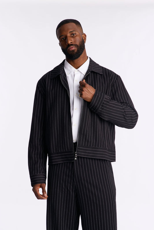 Straight Striped Jacket - Black Fashion Nova