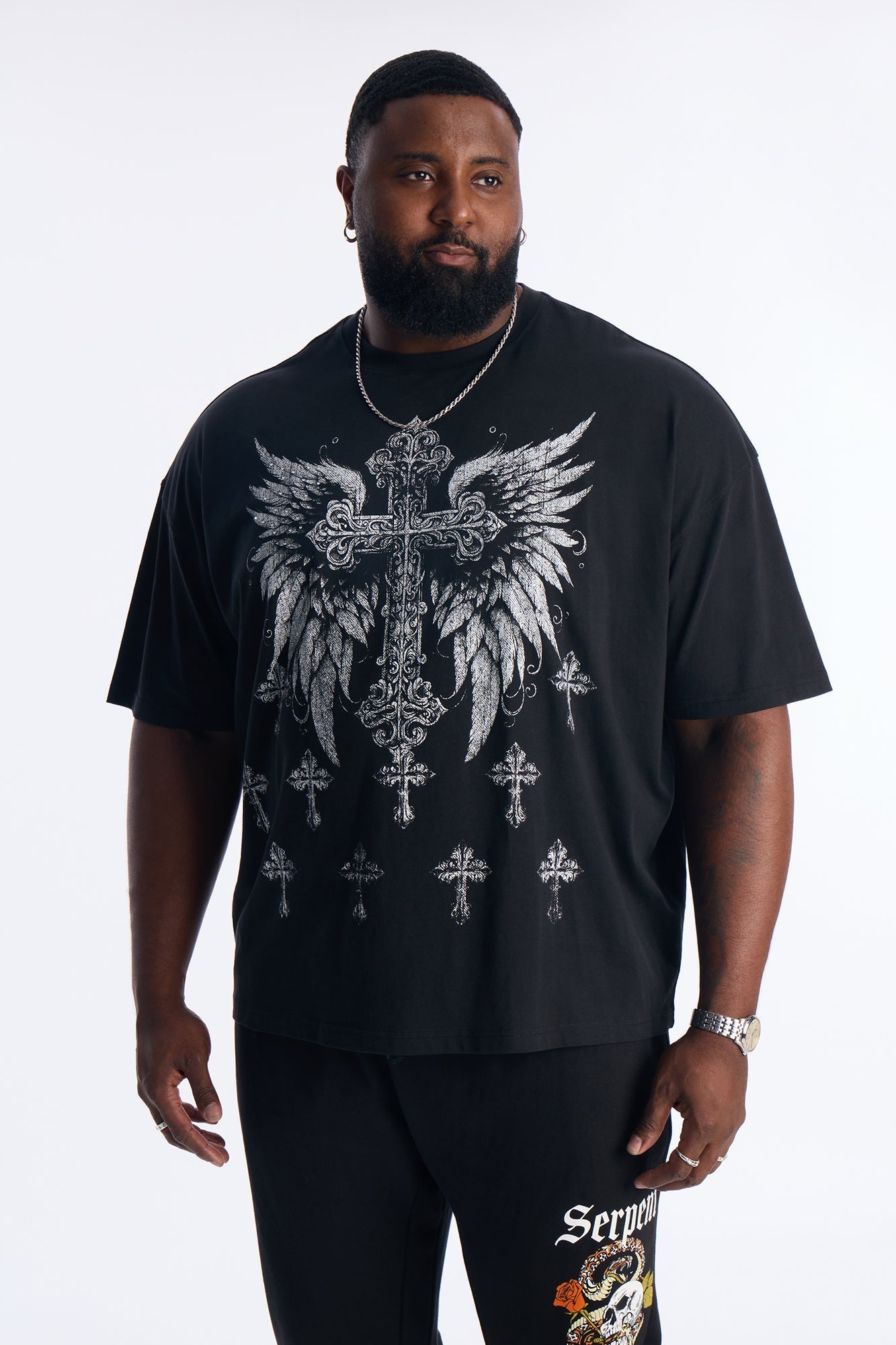 Crosses Forever Oversized Short Sleeve Tee - Black Fashion Nova