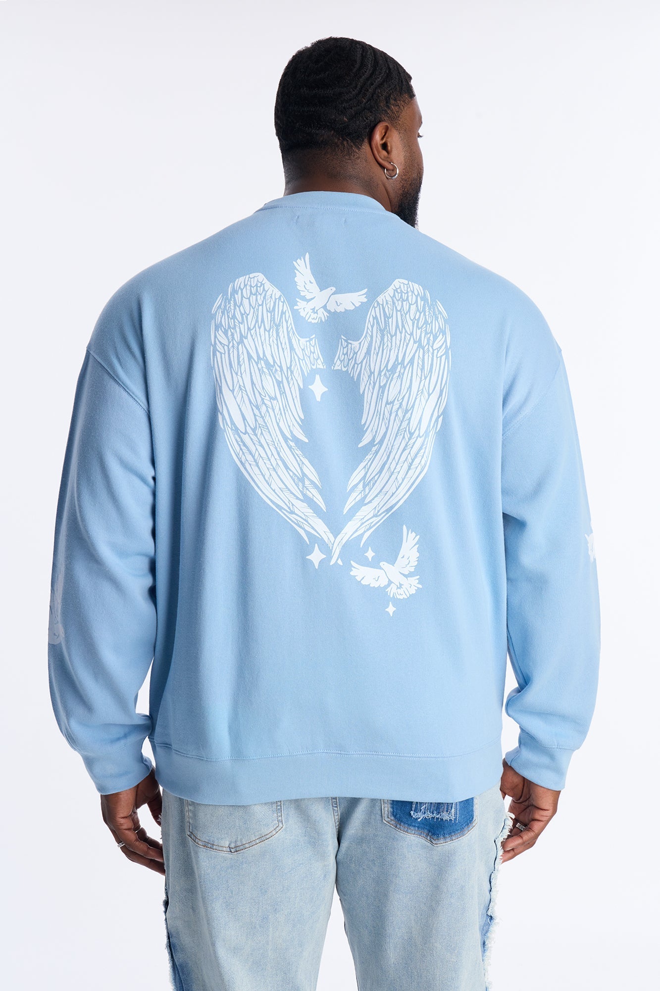 Heaven Sent Crew Neck Sweatshirt - Blue Fashion Nova