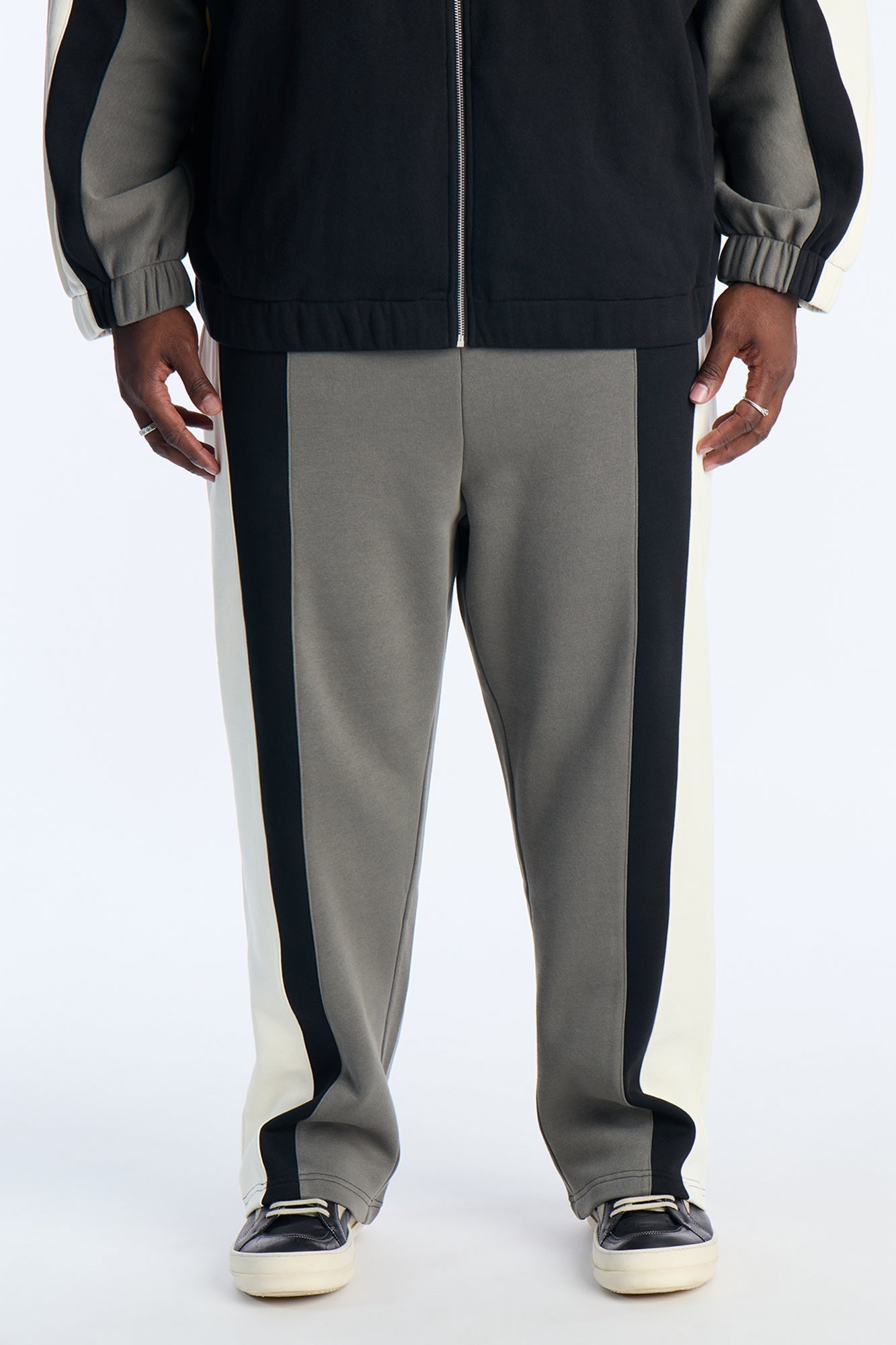 Paneled Fleece Straight Sweatpants - Multi Color Fashion Nova
