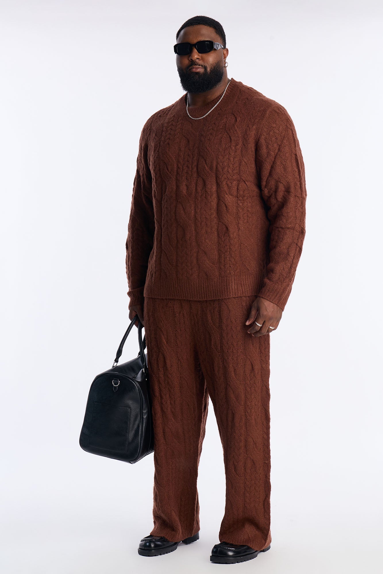 Day To Day Cable Knit Sweatpants - Brown Fashion Nova