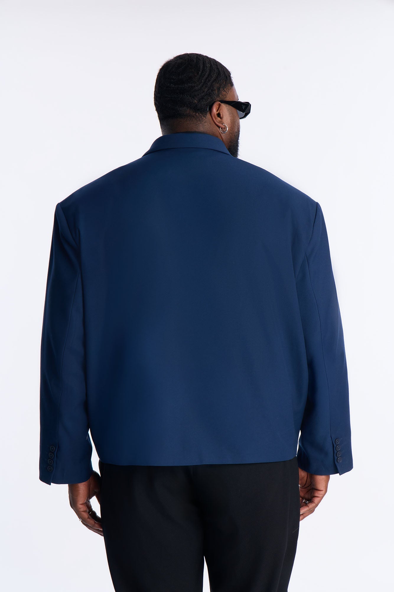 Cropped Peak Lapel Single Breasted Blazer - Navy Fashion Nova
