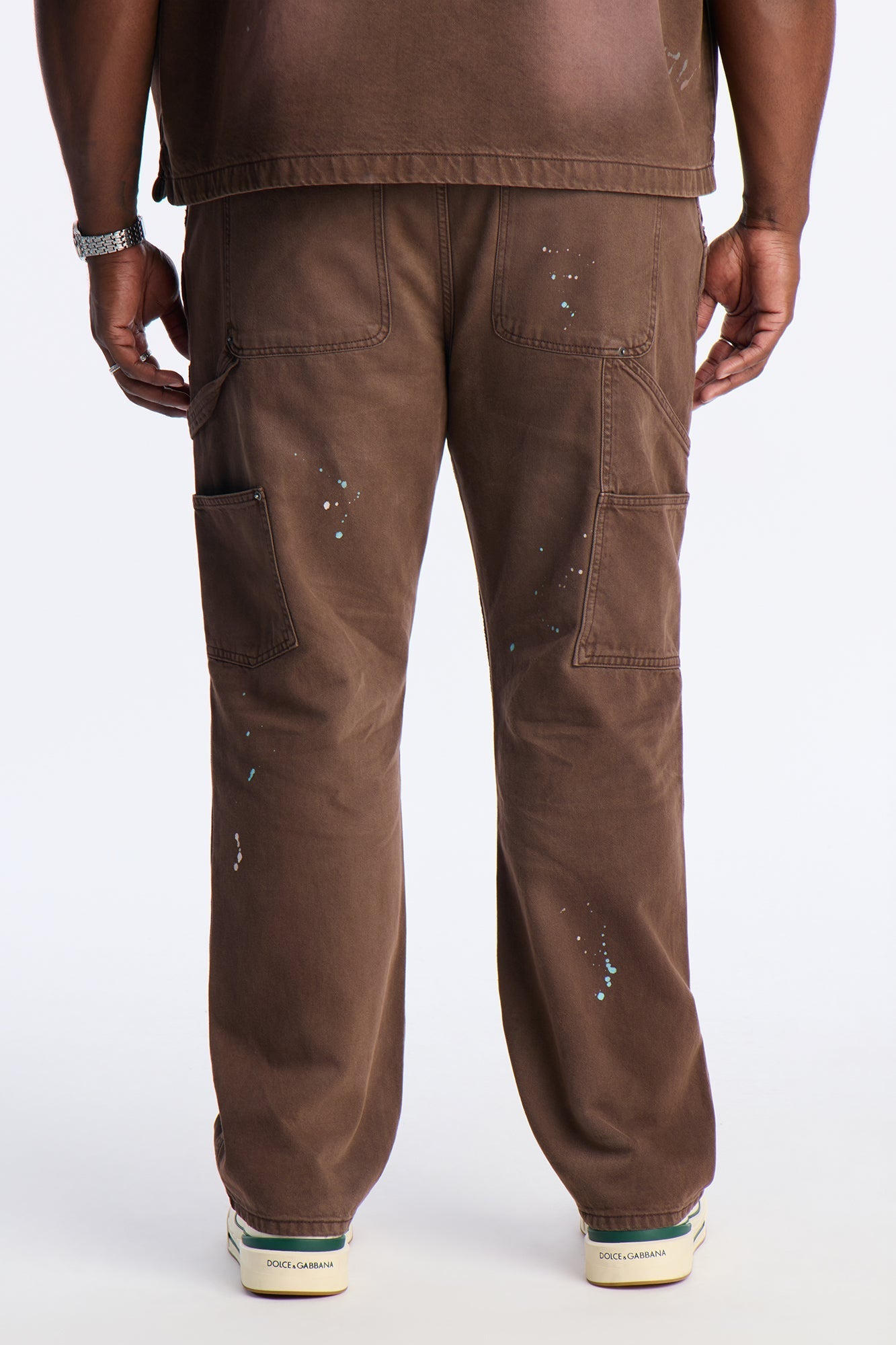Straight Splatter Paint Distressed Carpenter Work Pant - Brown Fashion Nova