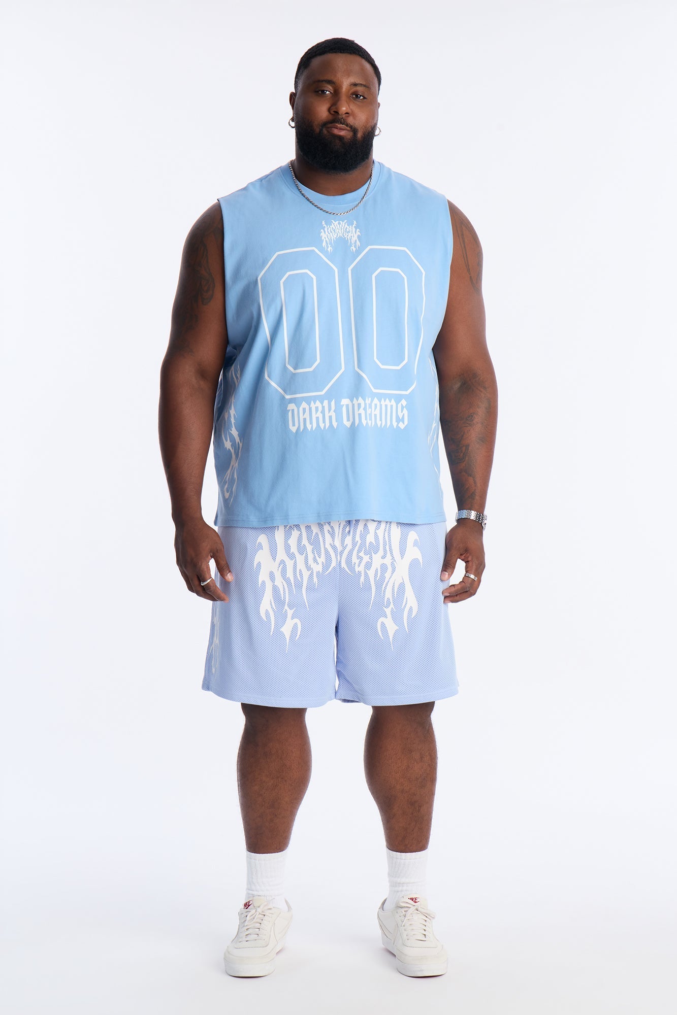 Midnight Anthem Graphic Mesh Short - Blue/combo Fashion Nova