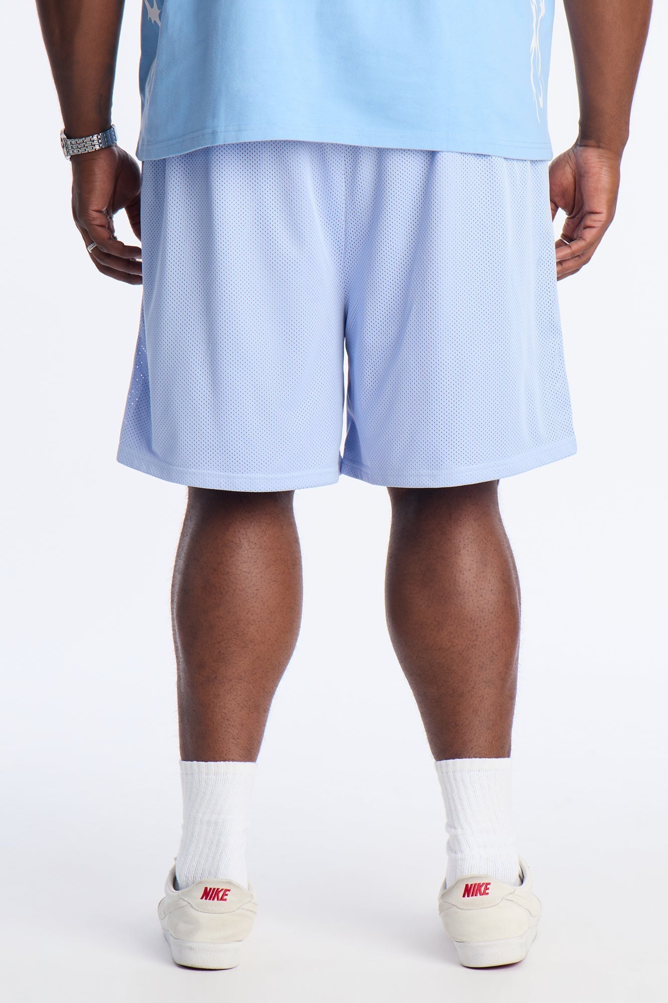 Midnight Anthem Graphic Mesh Short - Blue/combo Fashion Nova