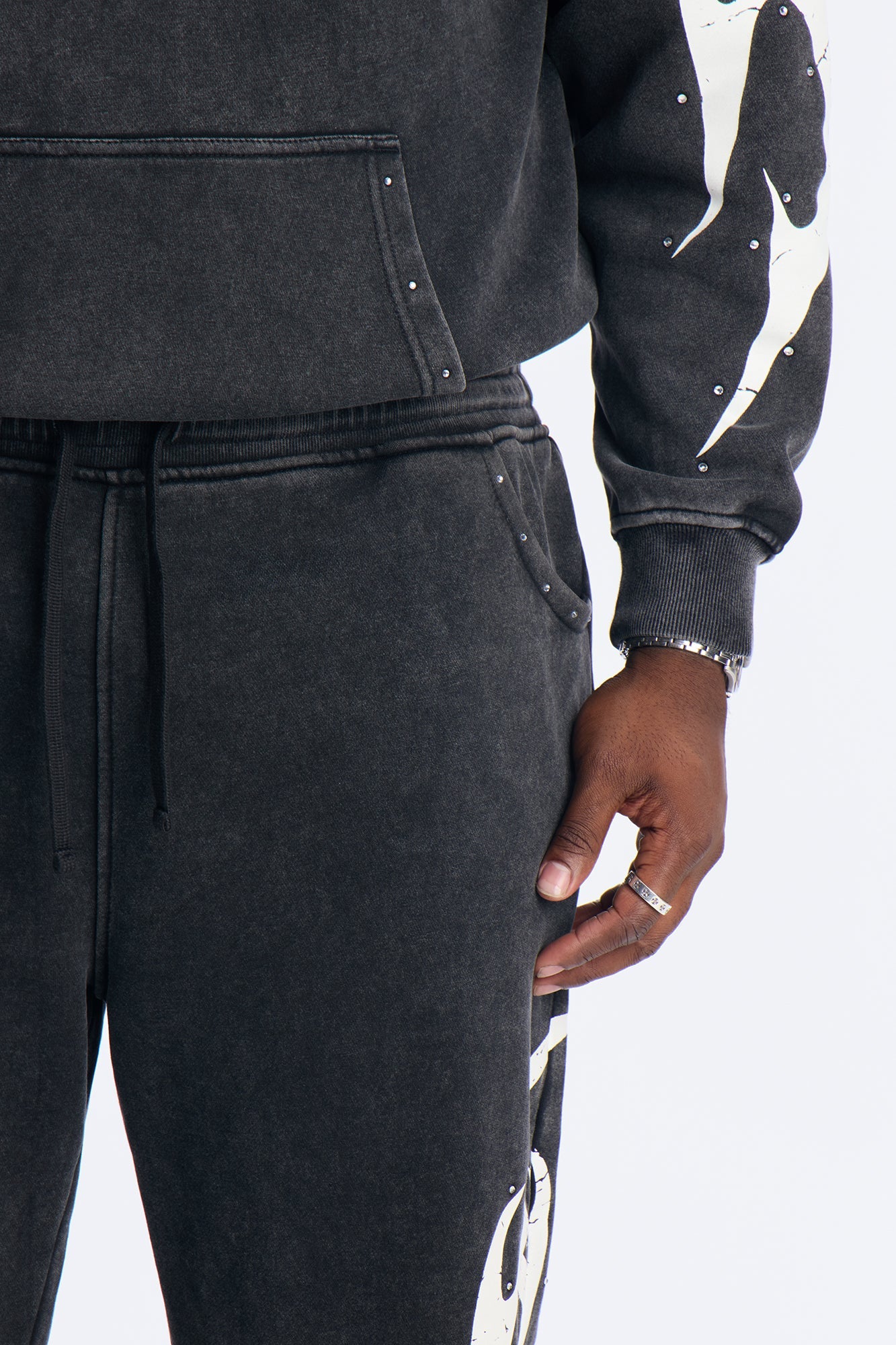 La Flames Rhinestones Relaxed Sweatpants - Black Fashion Nova