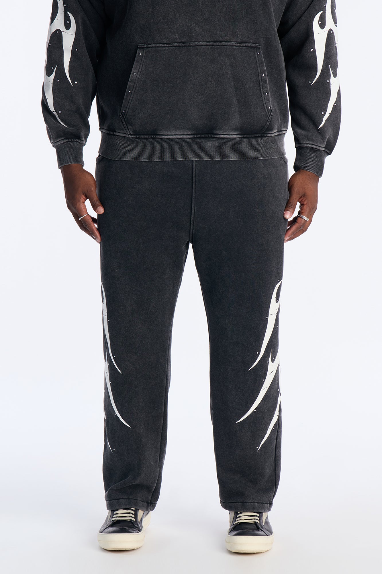 La Flames Rhinestones Relaxed Sweatpants - Black Fashion Nova
