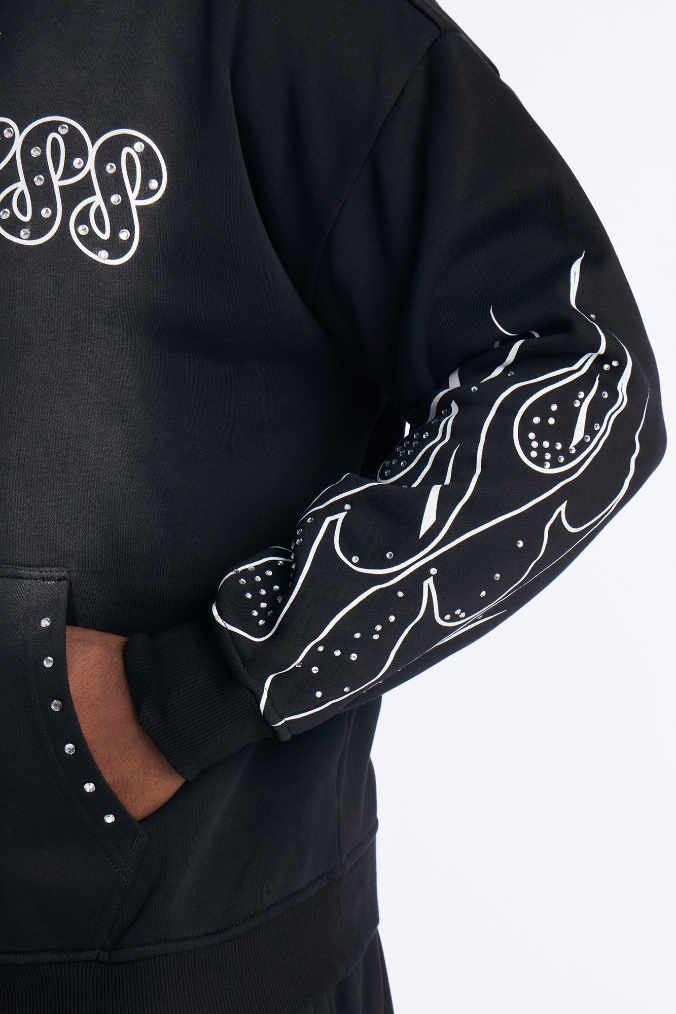 Fearless Rhinestones Oversized Hoodie - Black Fashion Nova