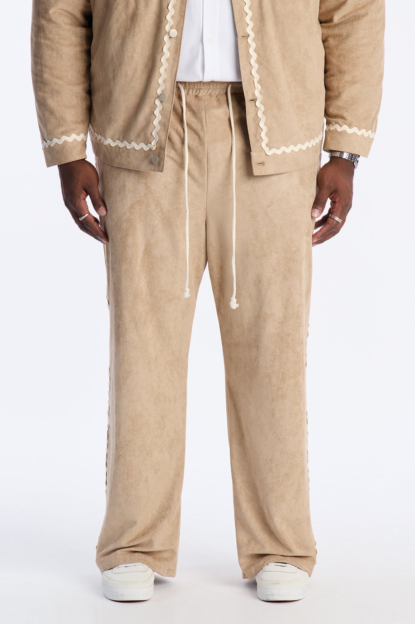 Baggy Stone Wash Story Contrast Suede Pant - Stone Fashion Nova
