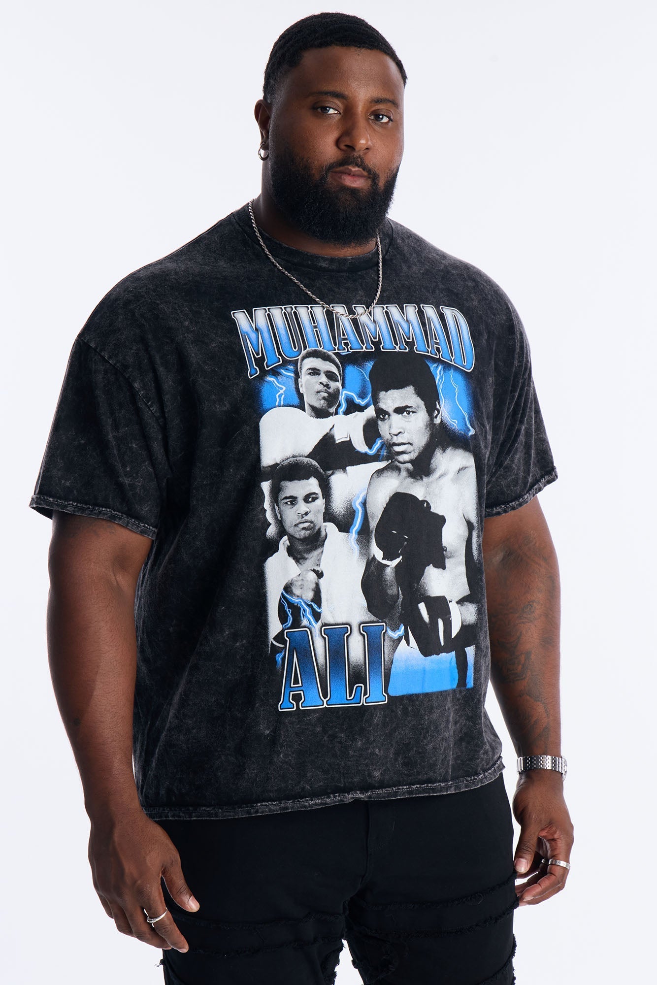 Muhammad Ali Champion Vintage Washed Short Sleeve Tee - Black Wash Fashion Nova