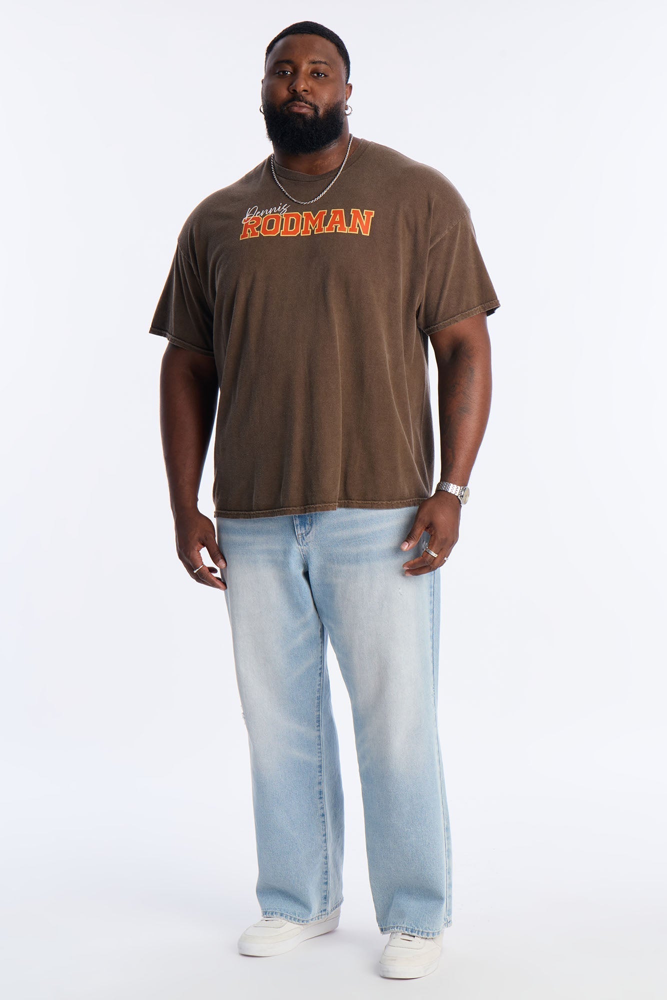 Dennis Rodman The Worm Vintage Washed Short Sleeve Tee - Chocolate Fashion Nova