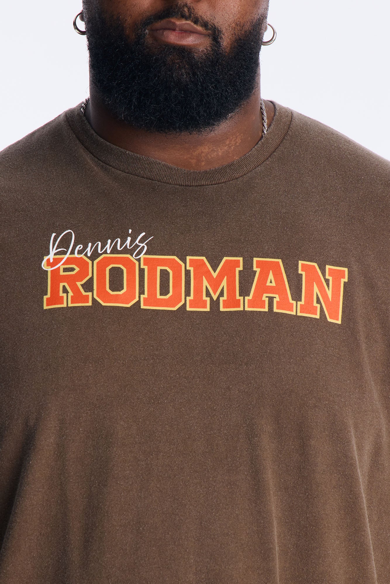Dennis Rodman The Worm Vintage Washed Short Sleeve Tee - Chocolate Fashion Nova