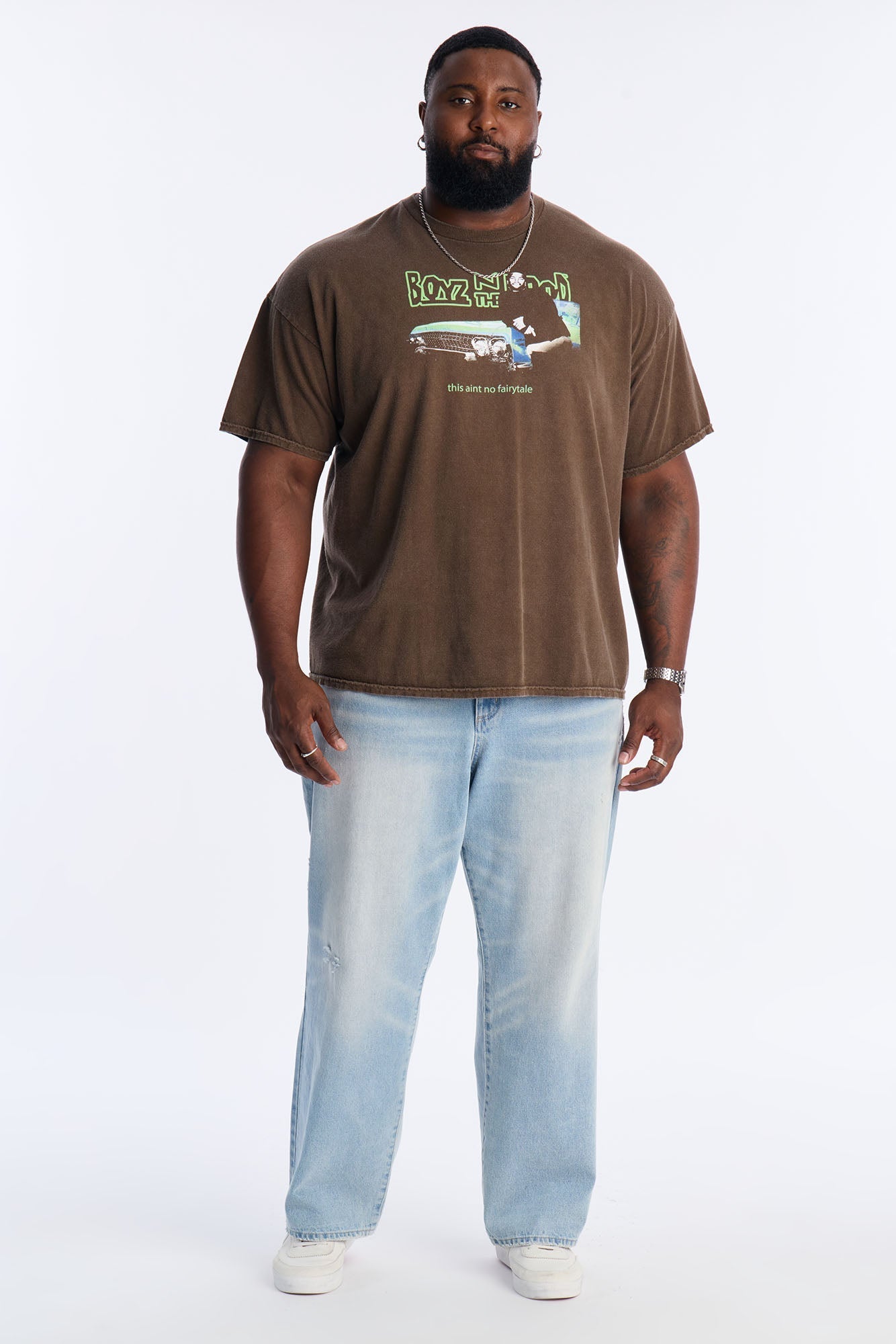 Boyz N The Hood Stop The Violence Vintage Washed Short Sleeve Tee - Chocolate Fashion Nova