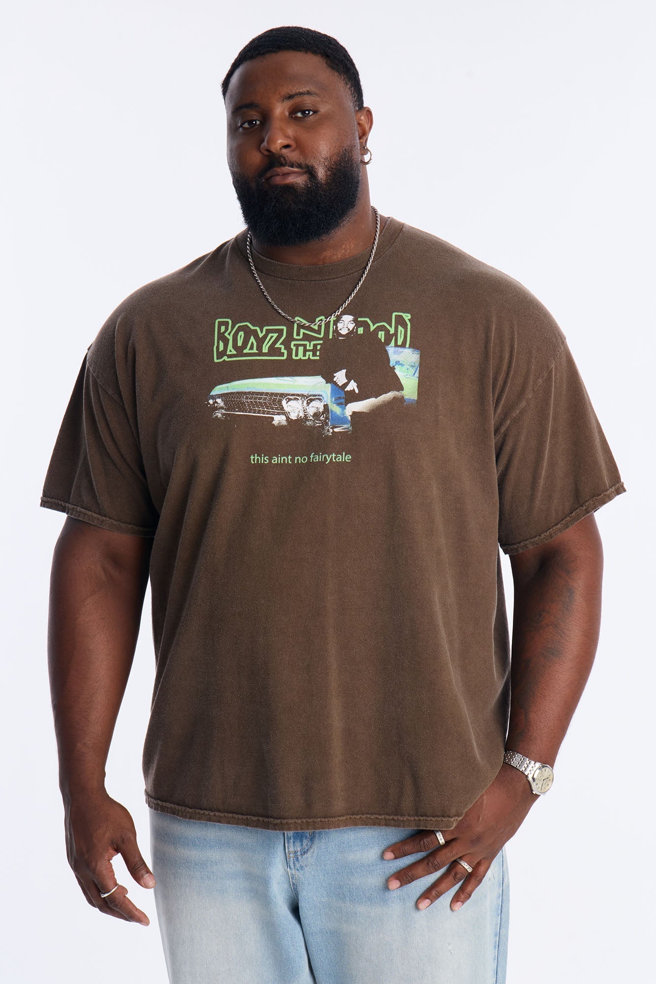 Boyz N The Hood Stop The Violence Vintage Washed Short Sleeve Tee - Chocolate Fashion Nova