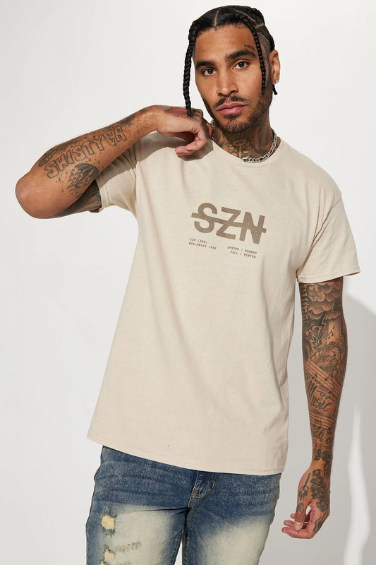 SZN Label Short Sleeve Tee - Khaki Fashion Nova