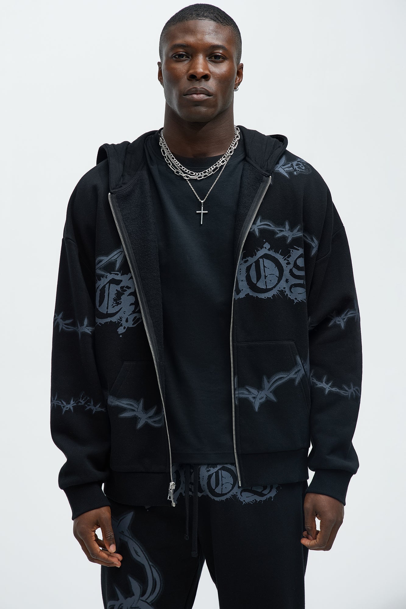 Tyson Chaos Oversized Zip Hoodie - Black Fashion Nova