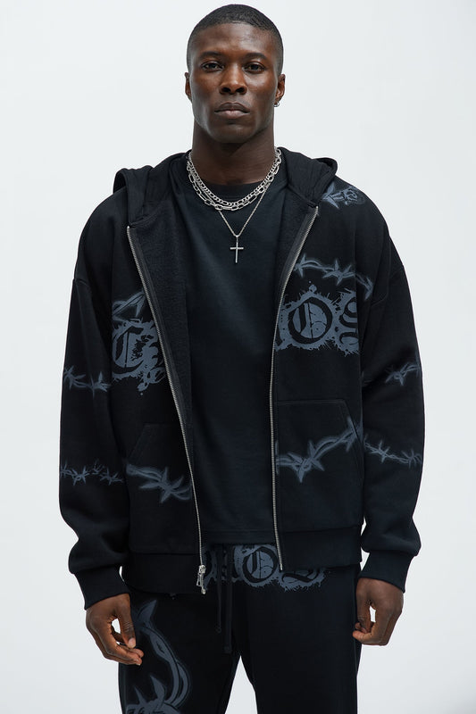 Tyson Chaos Oversized Zip Hoodie - Black Fashion Nova