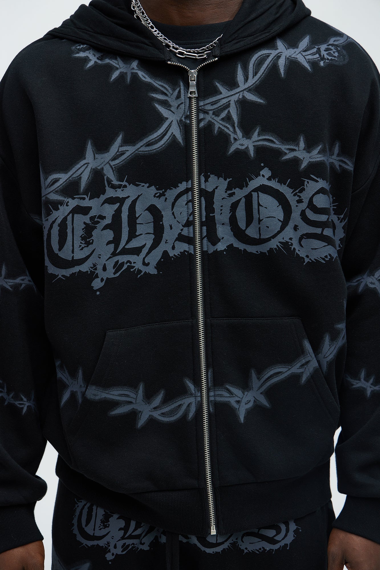 Tyson Chaos Oversized Zip Hoodie - Black Fashion Nova