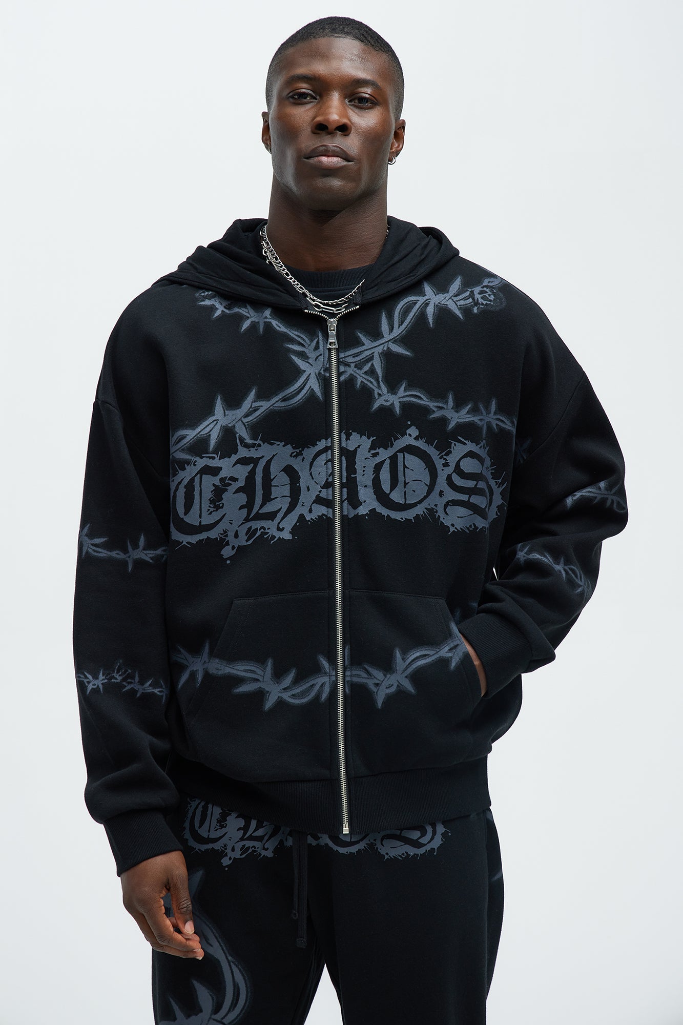 Tyson Chaos Oversized Zip Hoodie - Black Fashion Nova