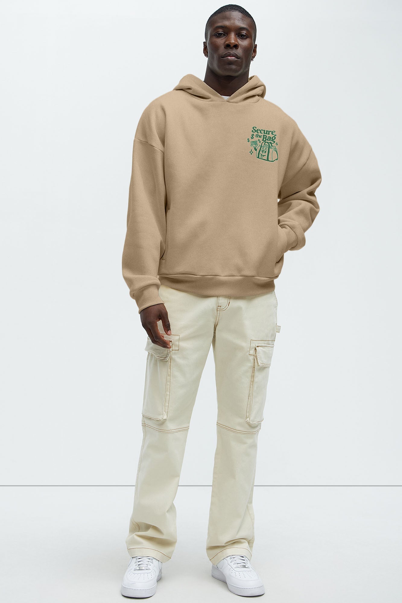 Stack That Cash Hoodie - Tan Fashion Nova