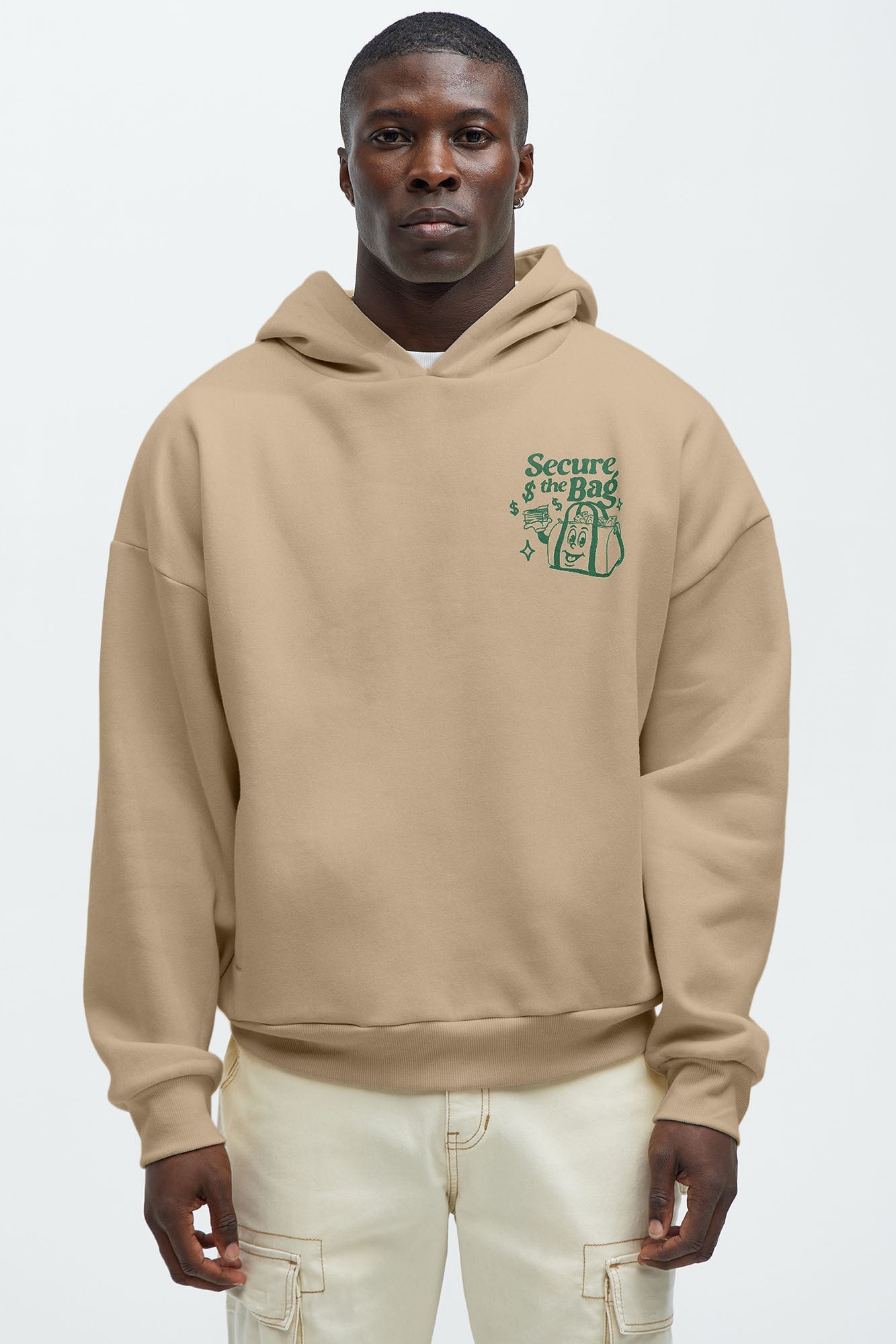 Stack That Cash Hoodie - Tan Fashion Nova