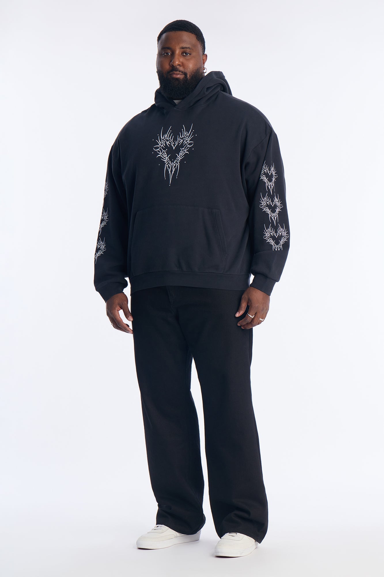 Tribal Hearts Rhinestone Hoodie - Black Fashion Nova