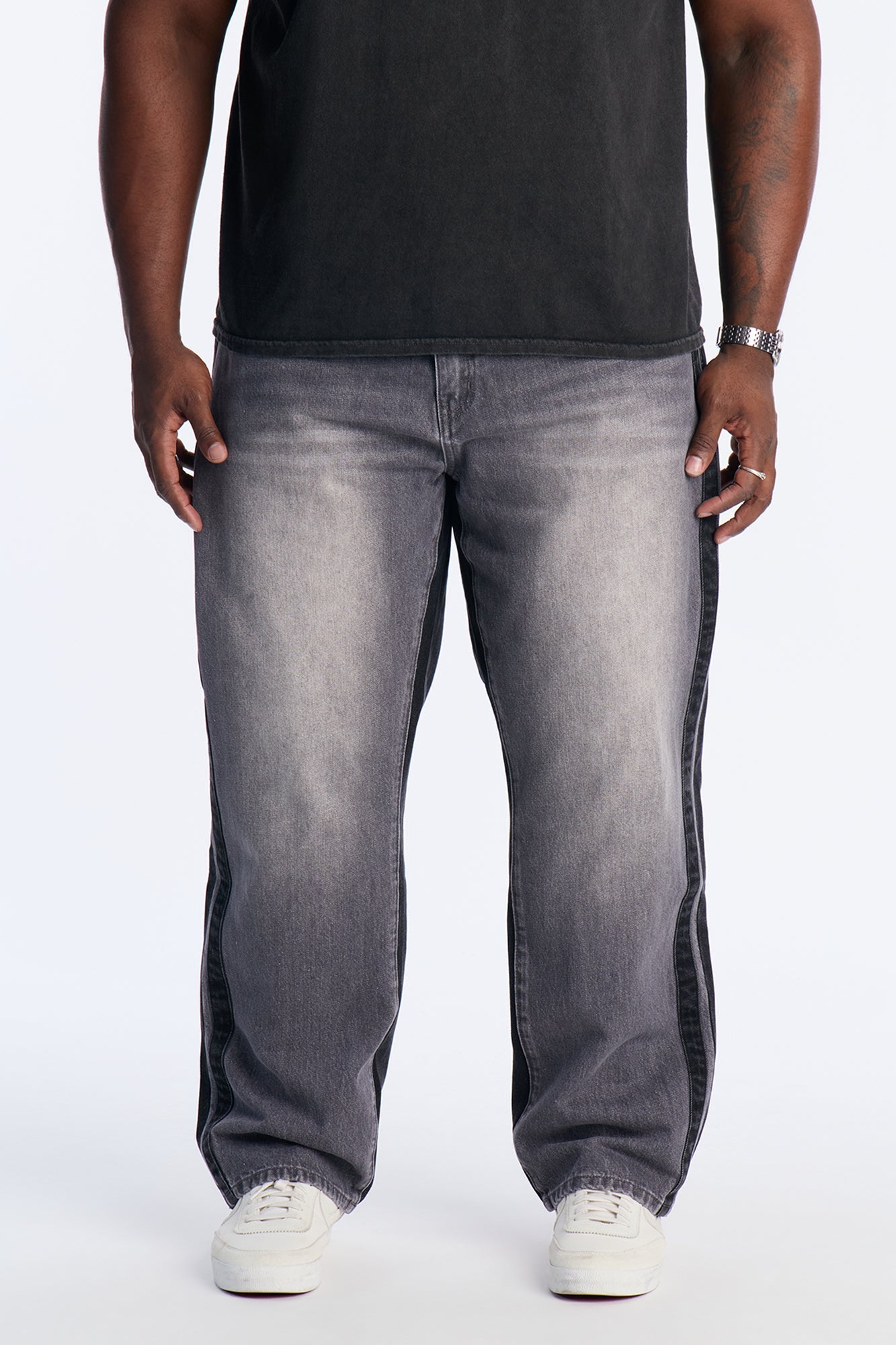 Straight Track Me Down Jean - Black/Grey Fashion Nova