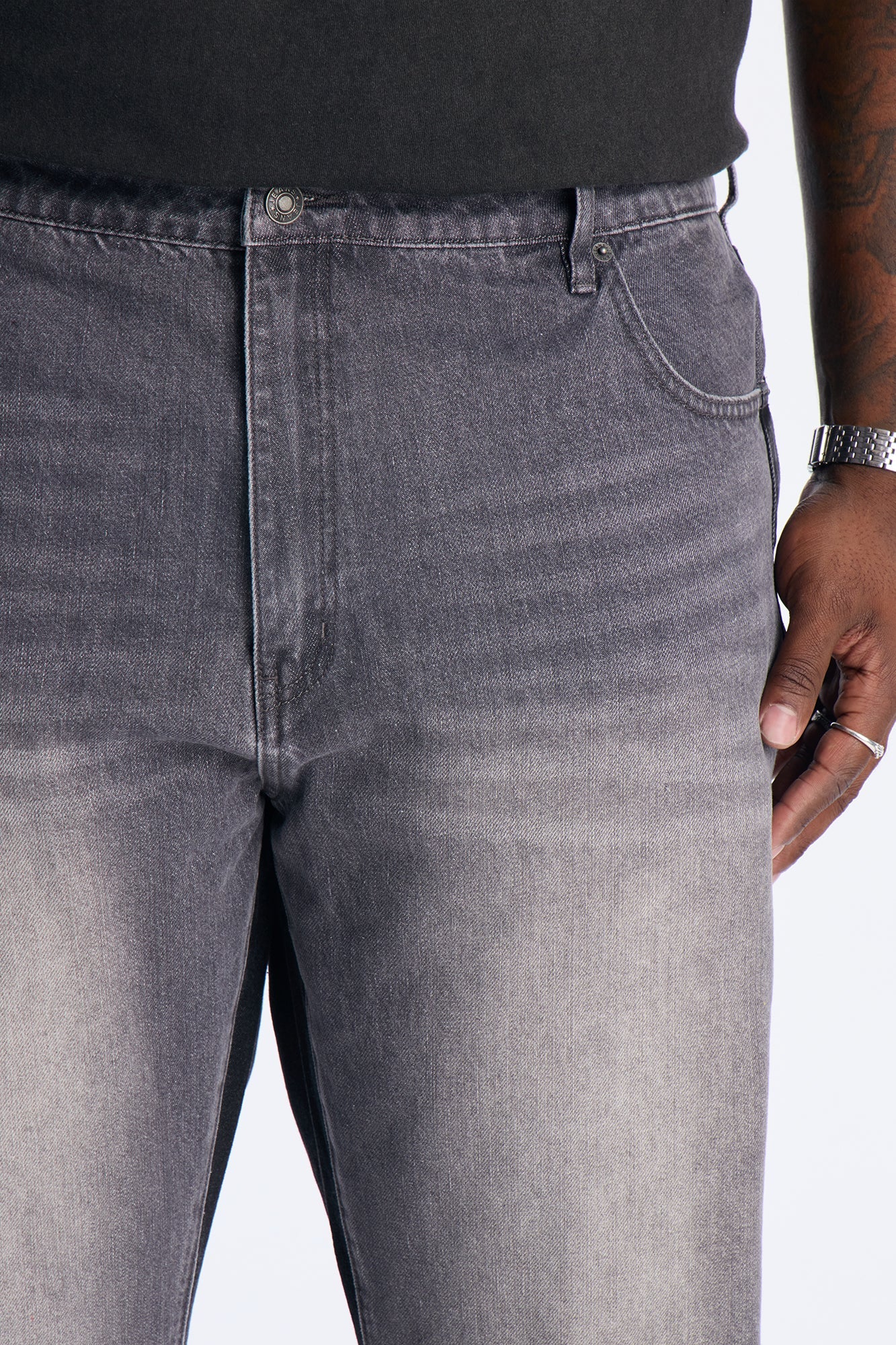 Straight Track Me Down Jean - Black/Grey Fashion Nova
