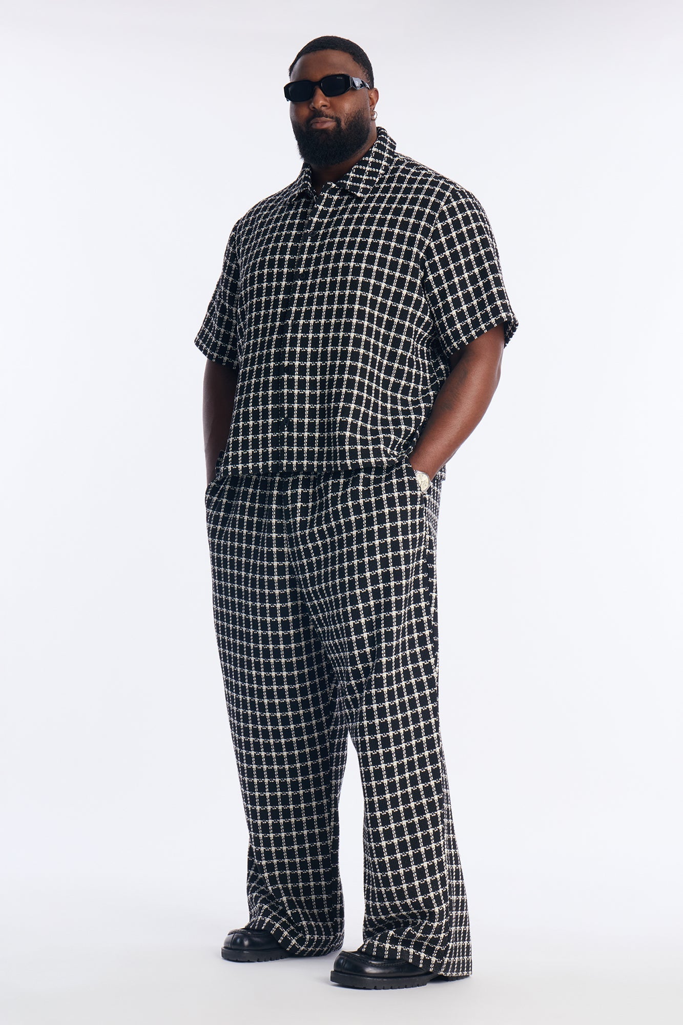 Baggy Theory Tweed Pant - Black Fashion Nova