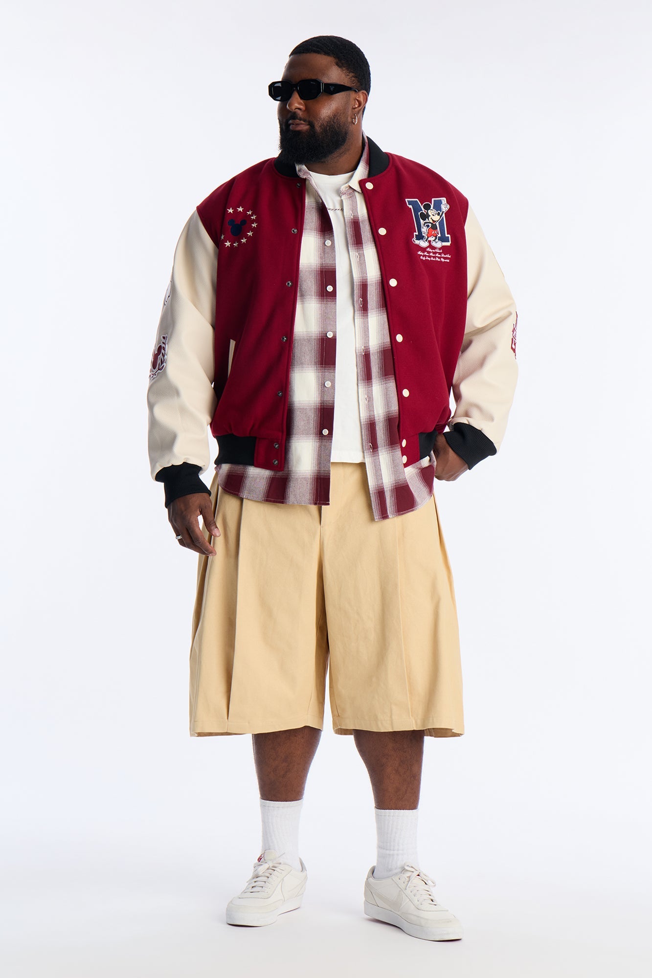 Disney Mickey Mickey Varsity Jacket - Burgundy Fashion Nova