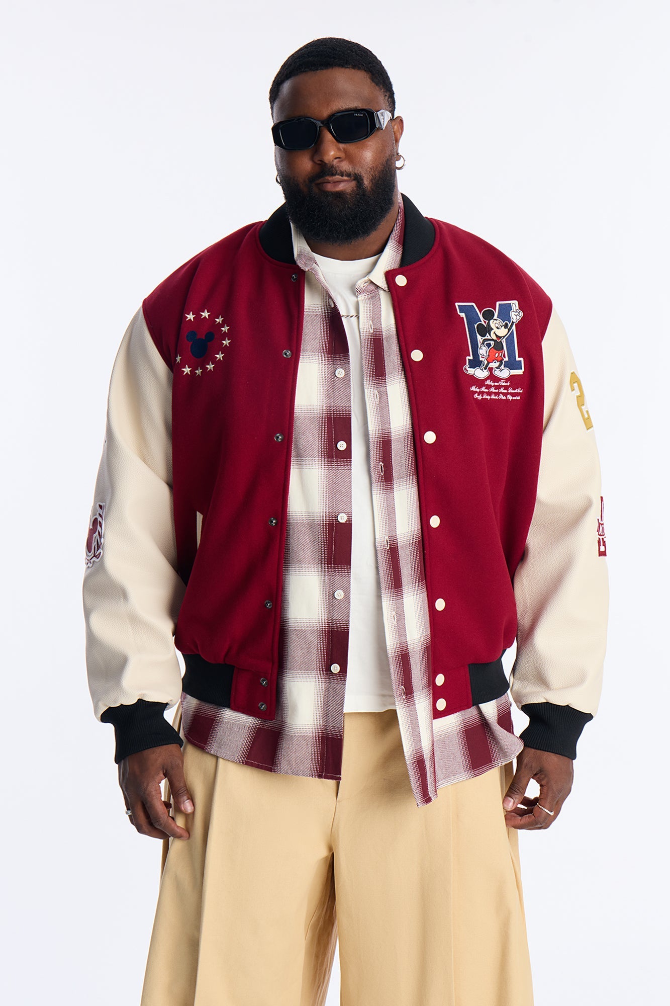 Disney Mickey Mickey Varsity Jacket - Burgundy Fashion Nova