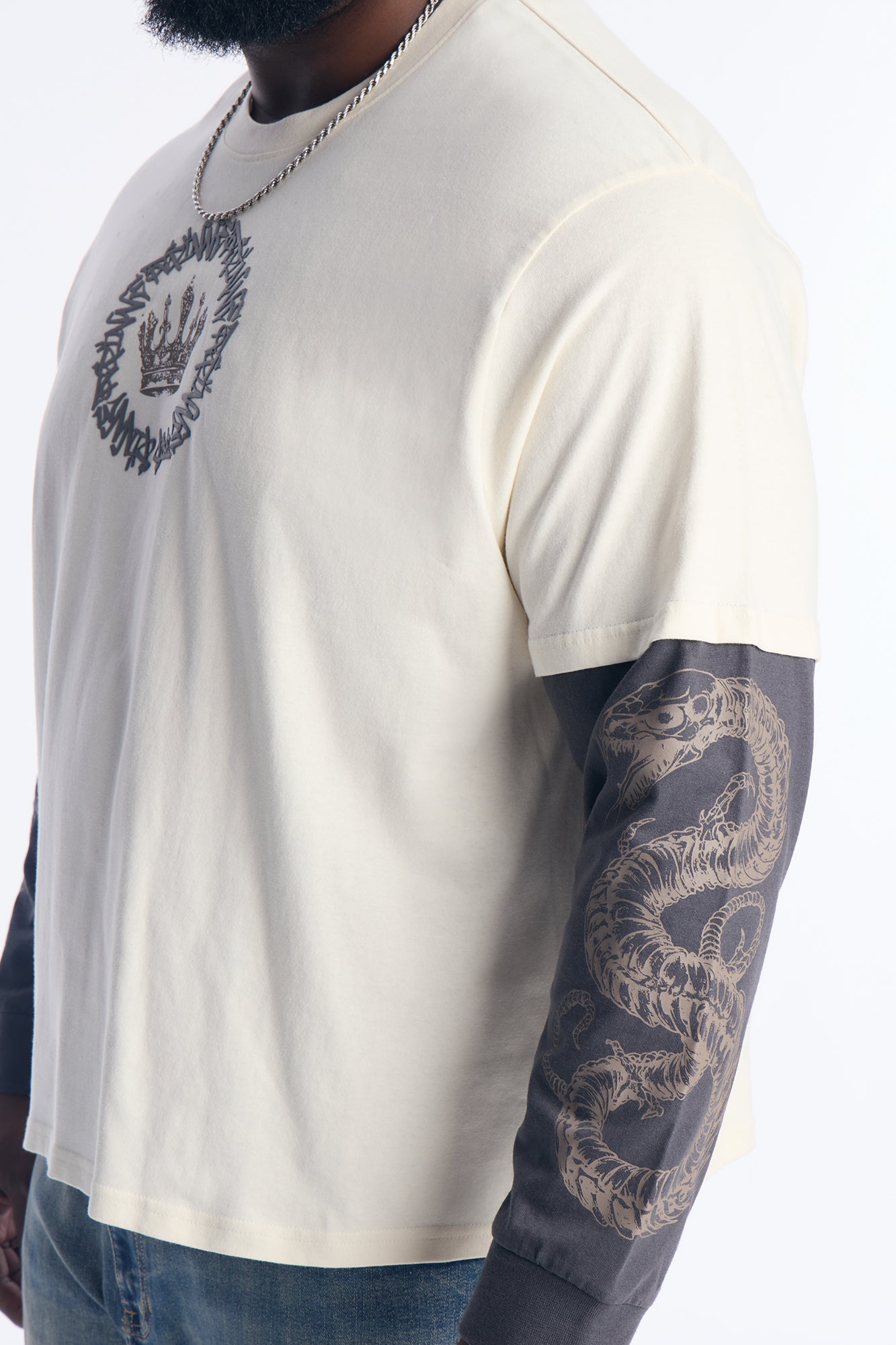King Type Shii 2fer Long Sleeve Tee - White Fashion Nova