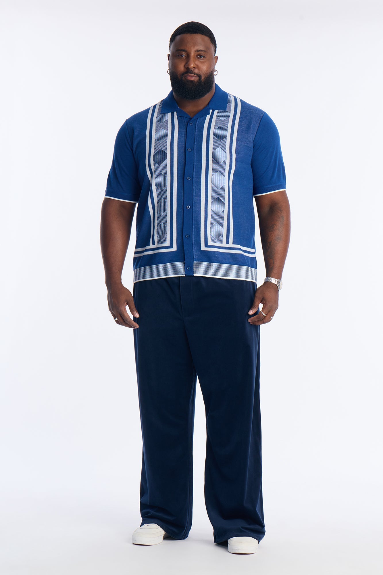 Casa Stripe Button Up - Blue/combo Fashion Nova