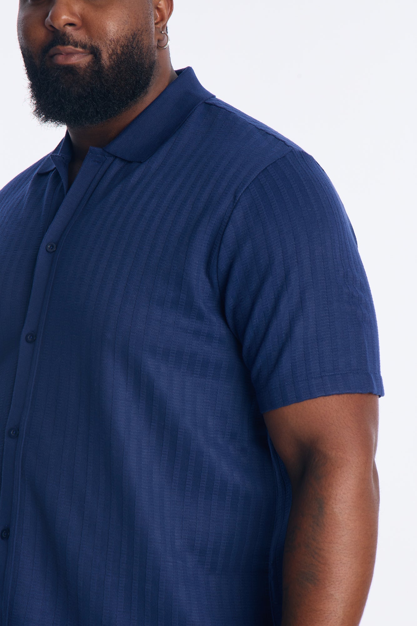 Shadow Button Striped Button Up - Navy Fashion Nova