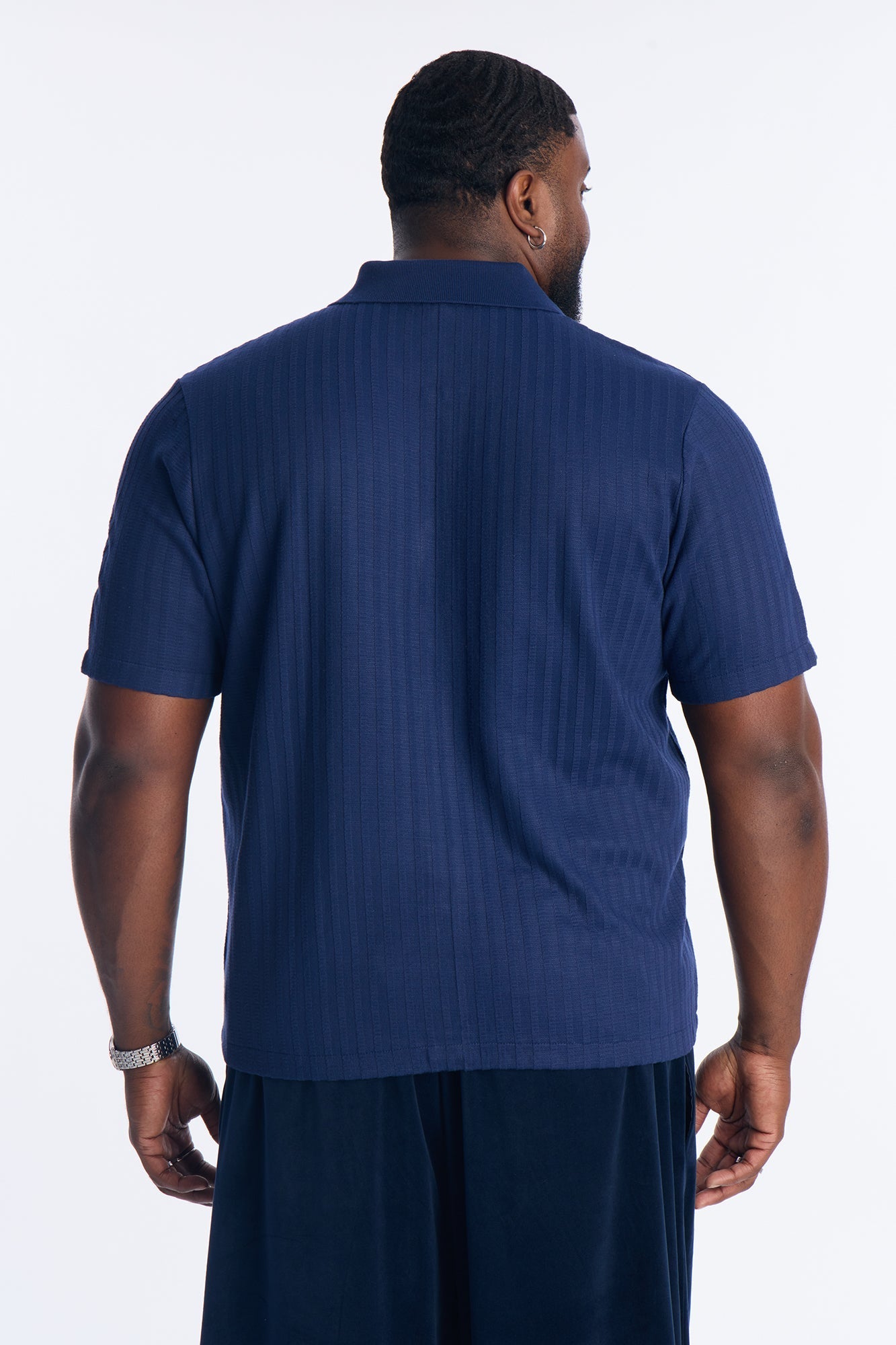 Shadow Button Striped Button Up - Navy Fashion Nova