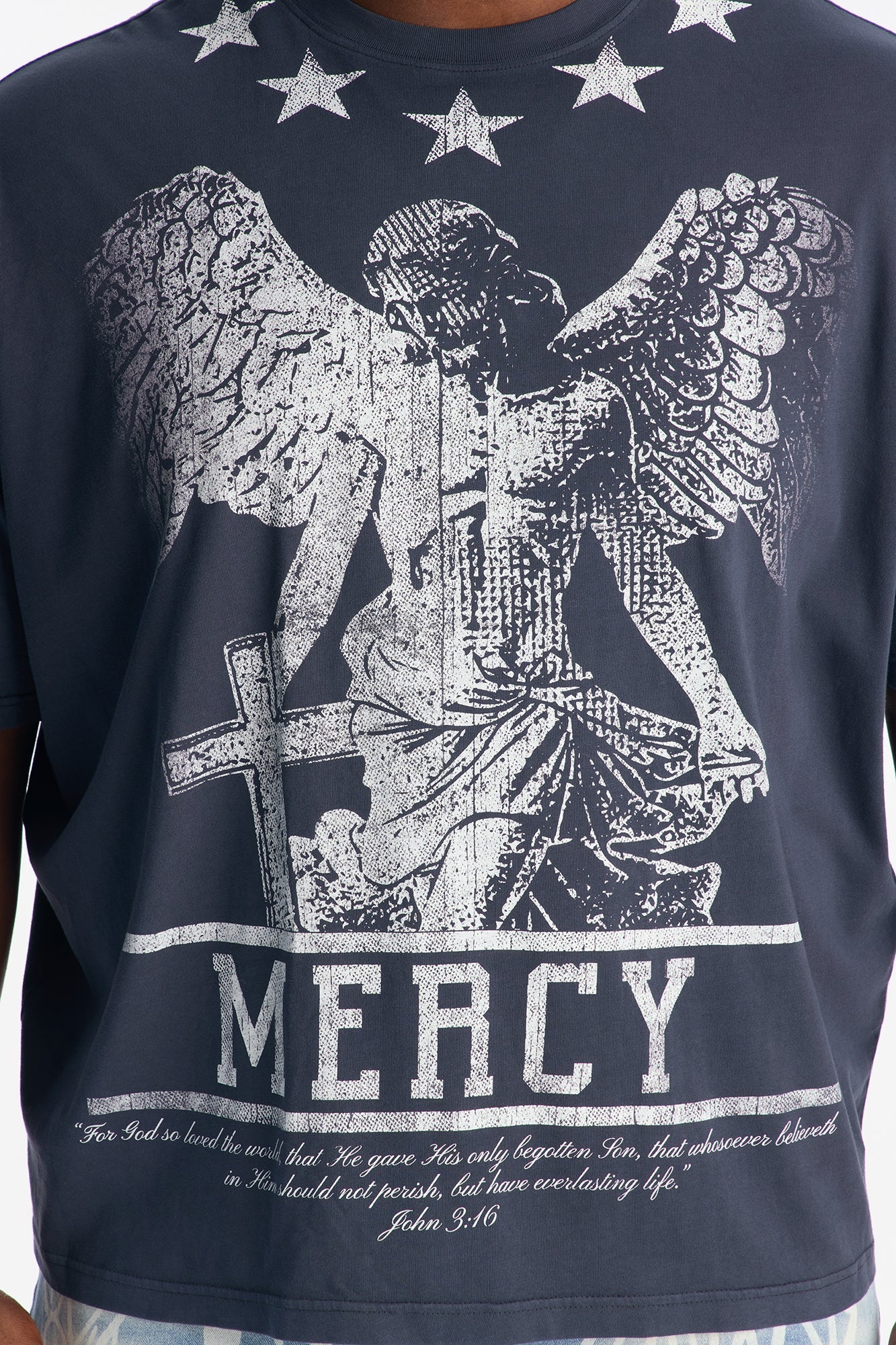 Mercy For All Oversized Short Sleeve Tee - Navy Fashion Nova