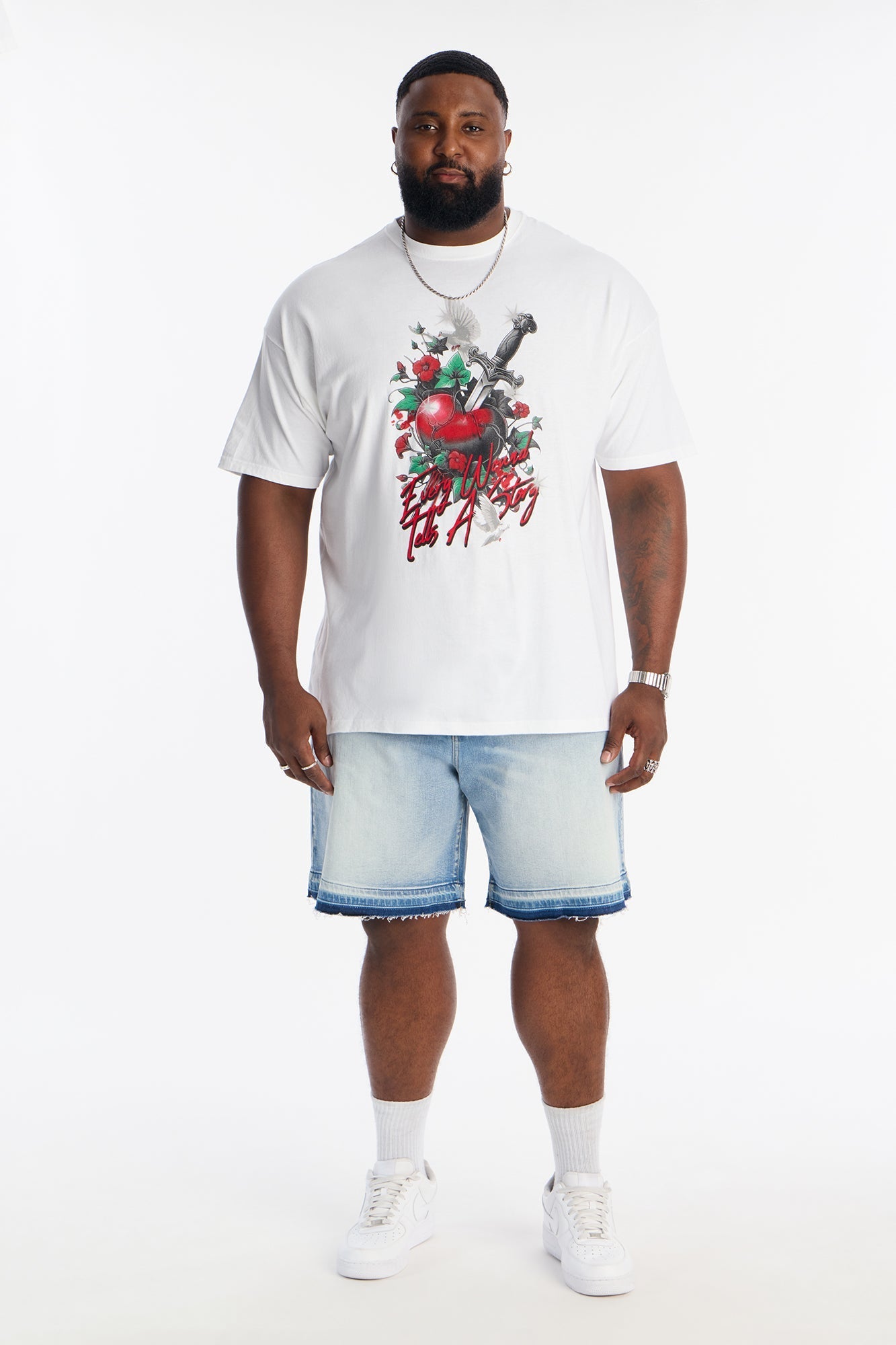 Pierced Heart Short Sleeve Tee - White Fashion Nova