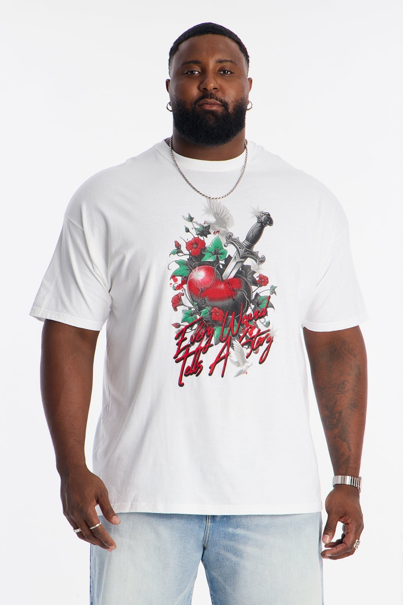 Pierced Heart Short Sleeve Tee - White Fashion Nova