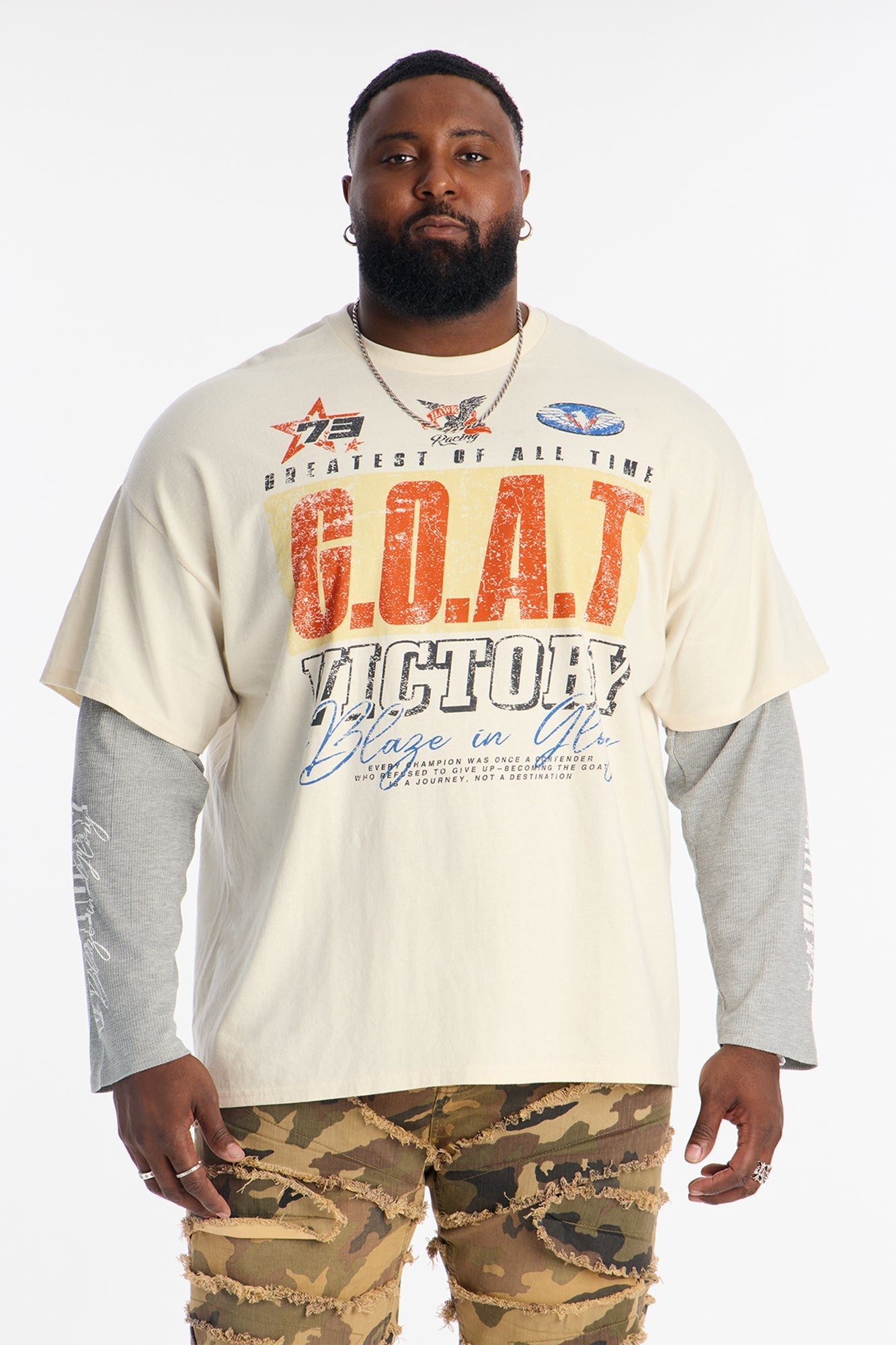 GOAT Thermal Twofer Tee - Natural/combo Fashion Nova