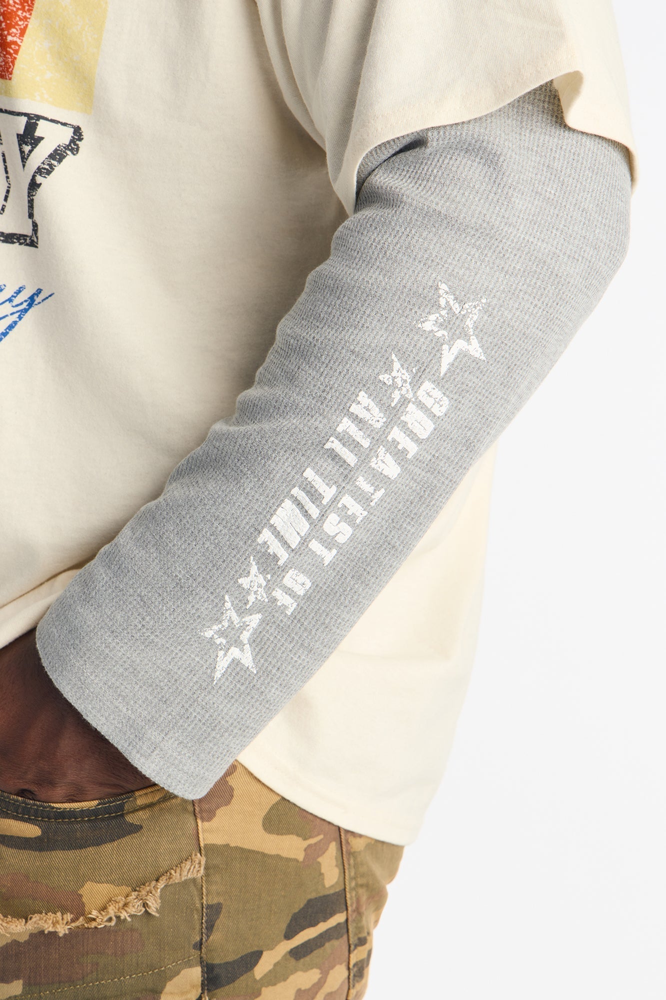 GOAT Thermal Twofer Tee - Natural/combo Fashion Nova