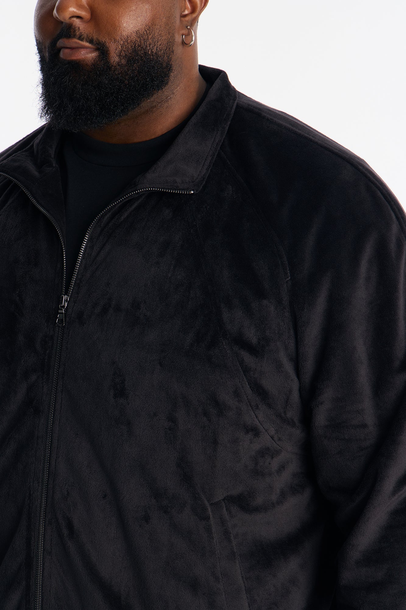 Velour Set It Up Track Jacket - Black Fashion Nova