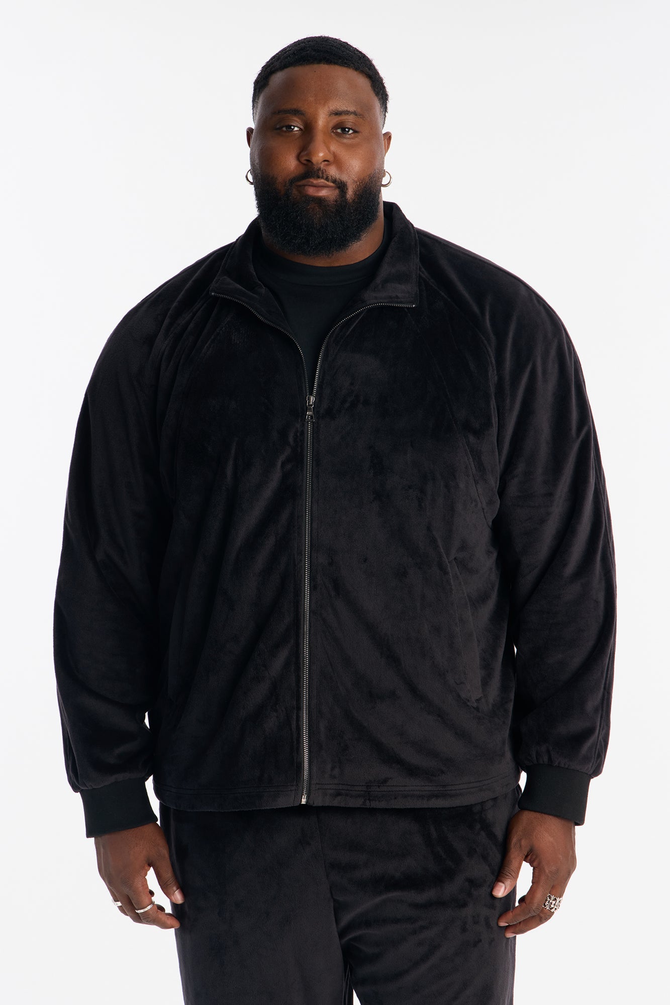 Velour Set It Up Track Jacket - Black Fashion Nova