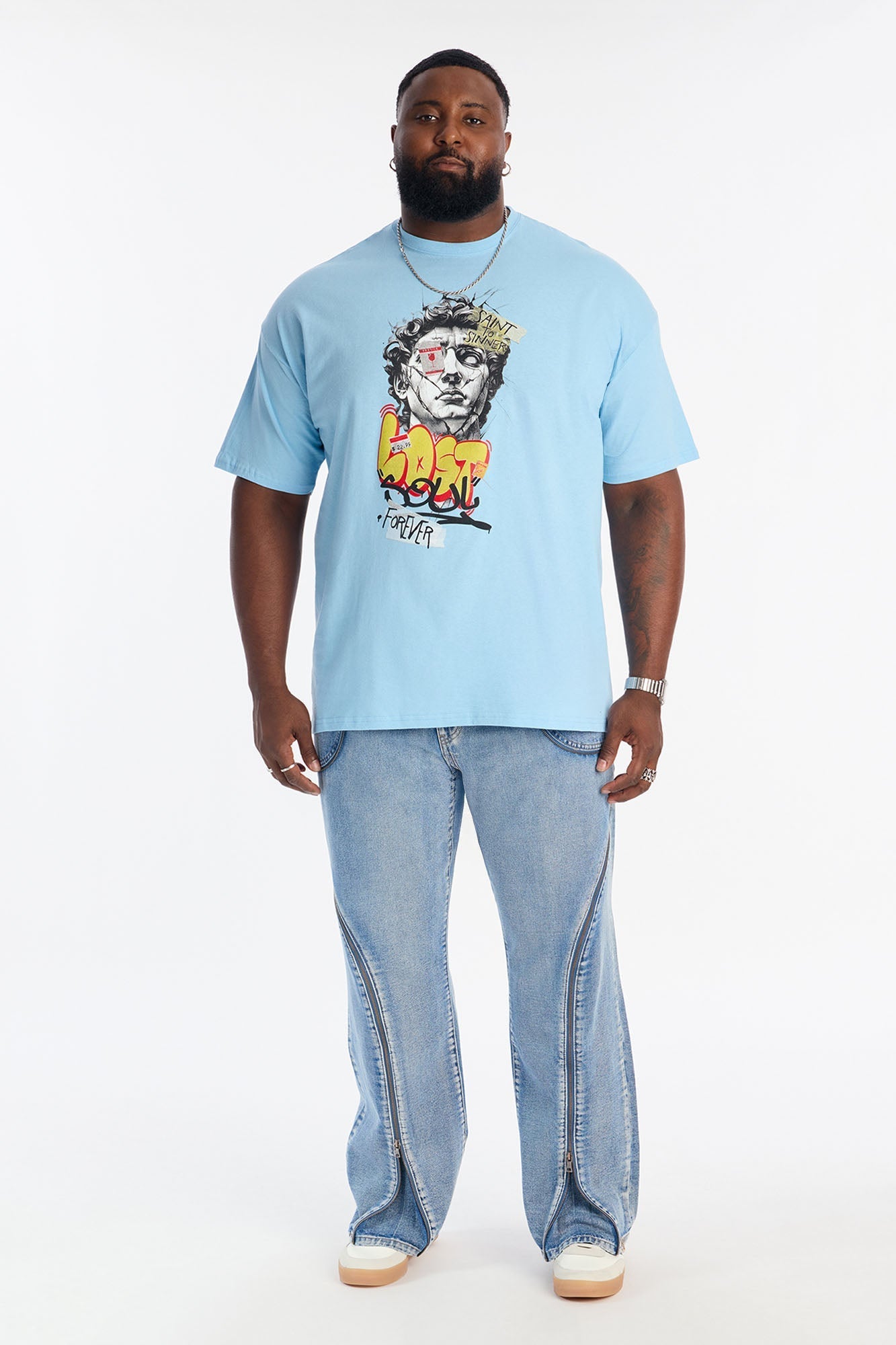 Another Lost Soul Short Sleeve Tee - Light Blue Fashion Nova
