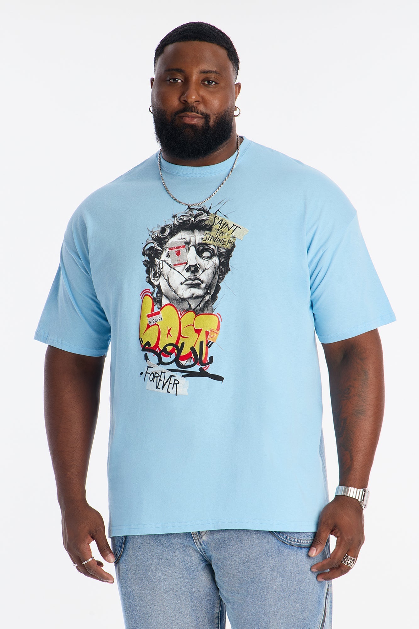 Another Lost Soul Short Sleeve Tee - Light Blue Fashion Nova