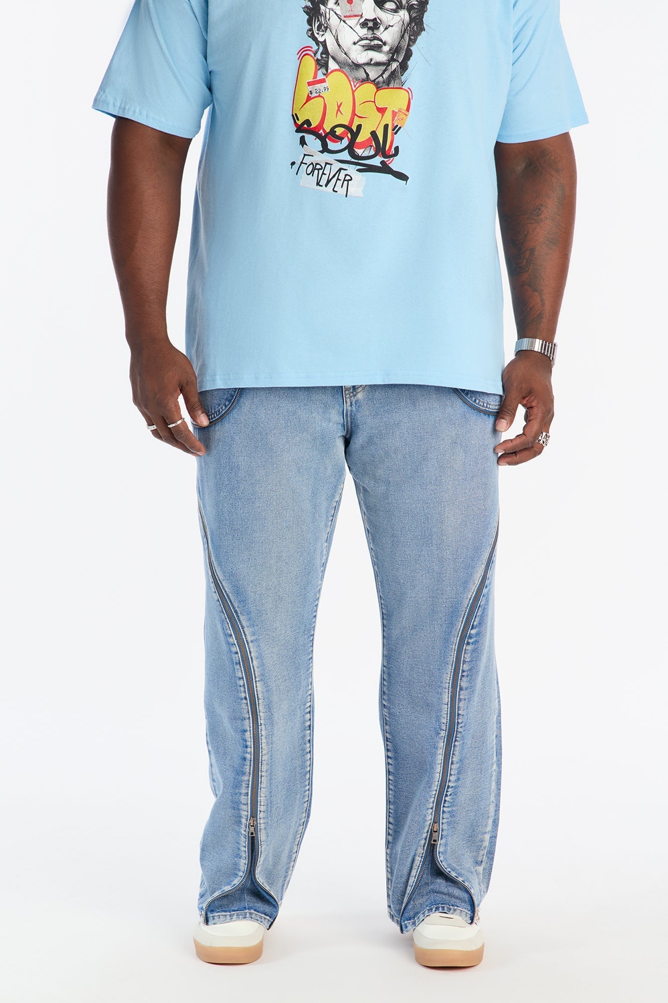 Straight Flare Zip Me Up Jean - Light Blue Wash Fashion Nova