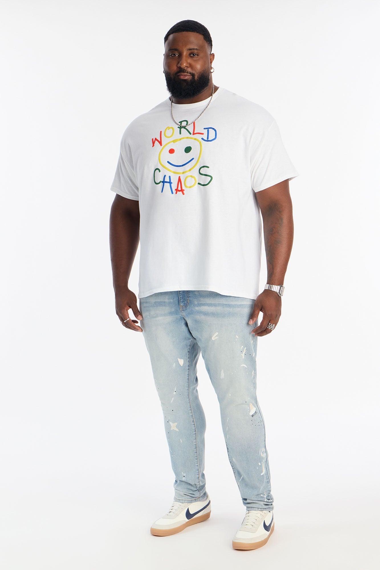 Smile For World Chaos Short Sleeve Tee - White Fashion Nova