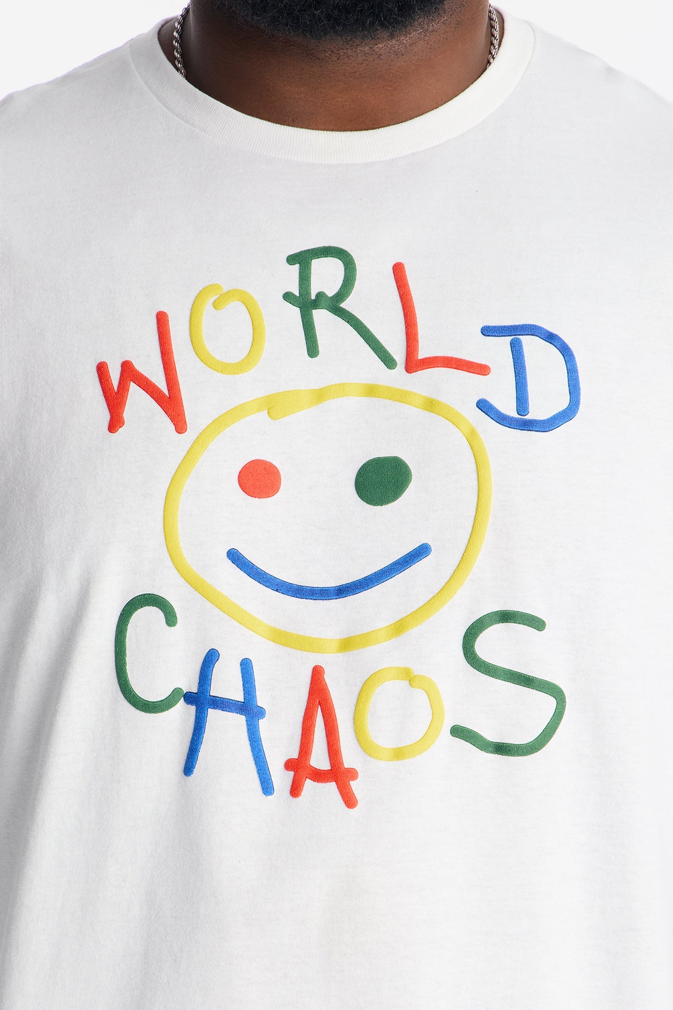 Smile For World Chaos Short Sleeve Tee - White Fashion Nova