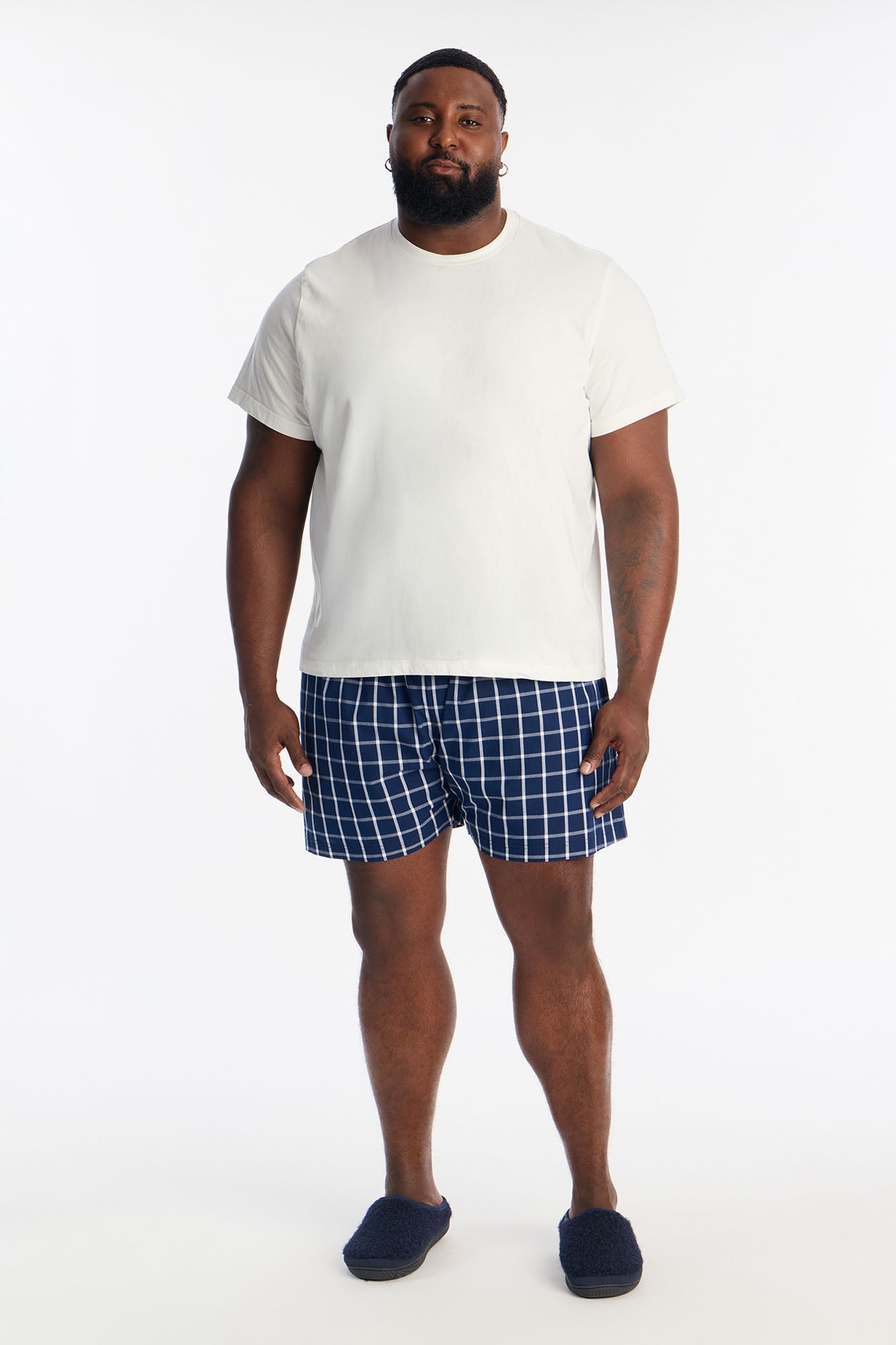 Subtle Plaid Cotton Boxer - Navy Fashion Nova