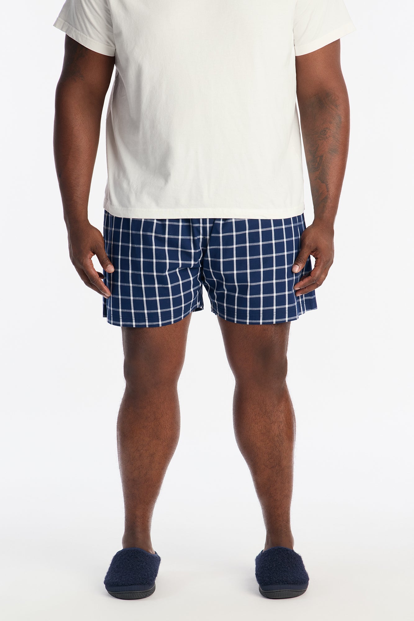 Subtle Plaid Cotton Boxer - Navy Fashion Nova