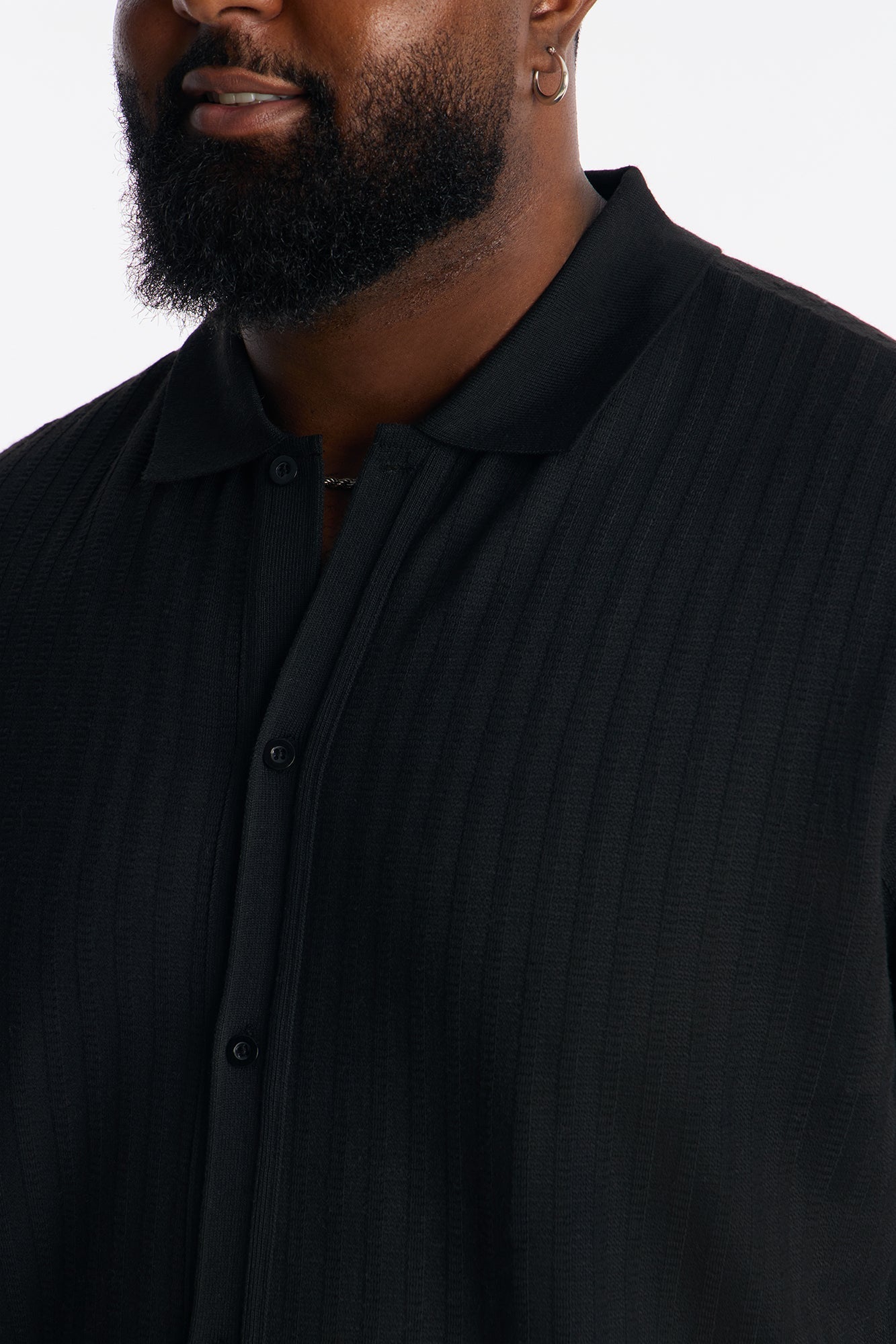 Shadow Button Striped Button Up - Black Fashion Nova